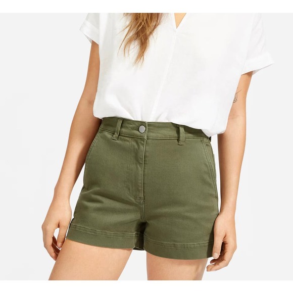 Everlane Pants - Everlane Olive High-Rise Cotton Shorts